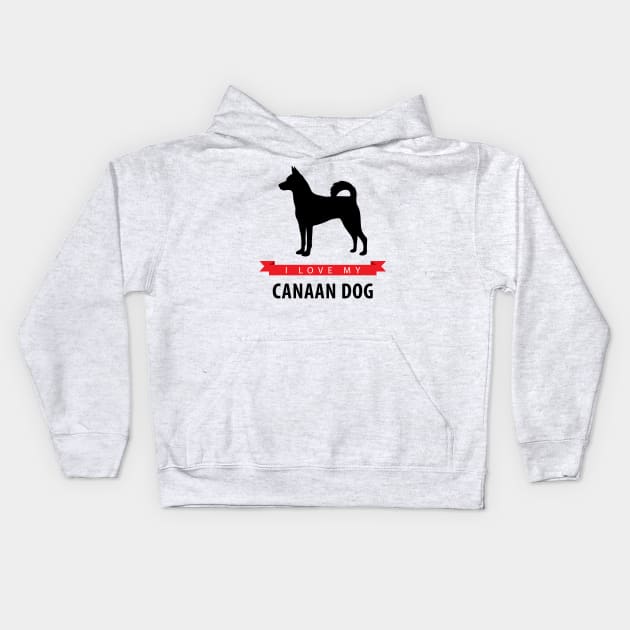 I Love My Canaan Dog Kids Hoodie by millersye